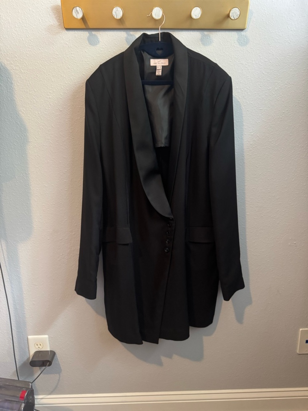long tall sally Black Satin-Trim Blazer Dress Sz 16